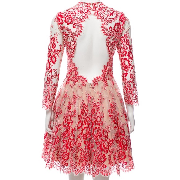 ALEXIS Bella Dress size S red nude lace - Picture 4 of 5